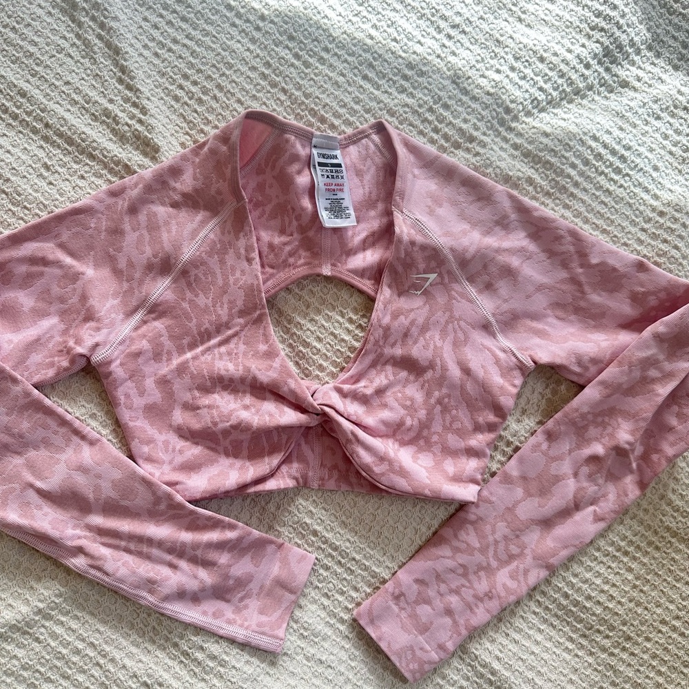 Gymshark Pink Patterned Twist-Front Bodysuit
